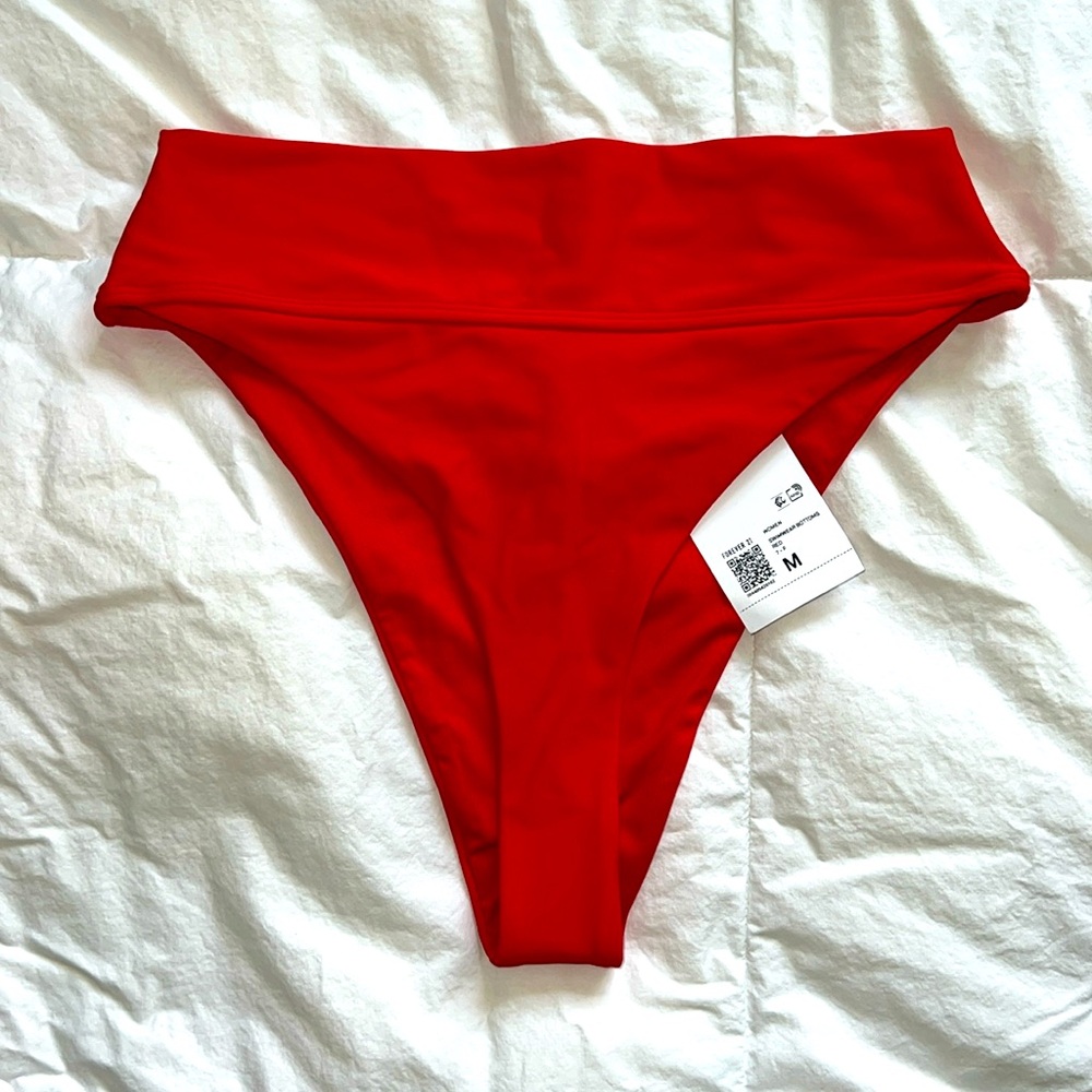 NWT High Waist Red Bikini Bottom - M